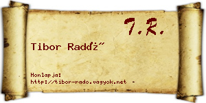 Tibor Radó névjegykártya